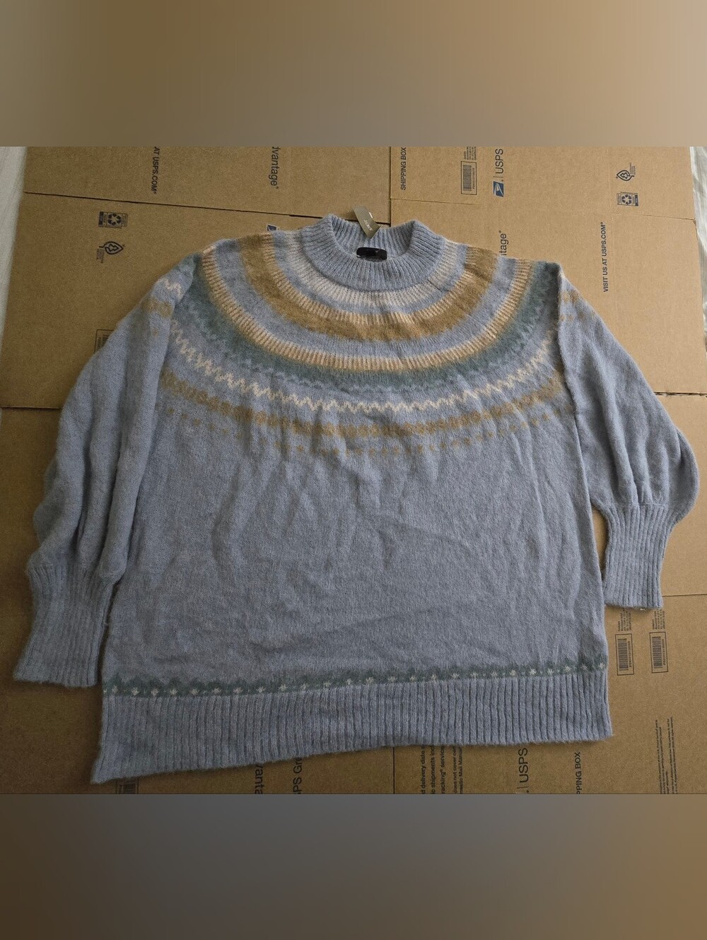 J. Crew Fair Isle yoke puff-sleeve sweater, Size XL NWT!! - Picture 2 of 5